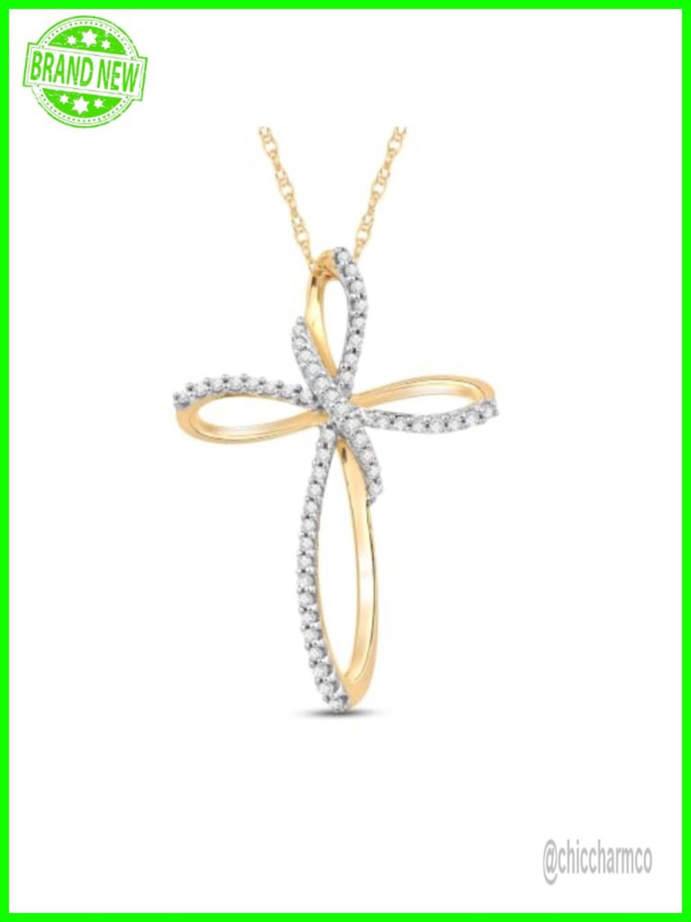 10K Yellow Gold Cross Necklace 18" Rope Chain 1/5 CTW Natural Diamond Pendant
